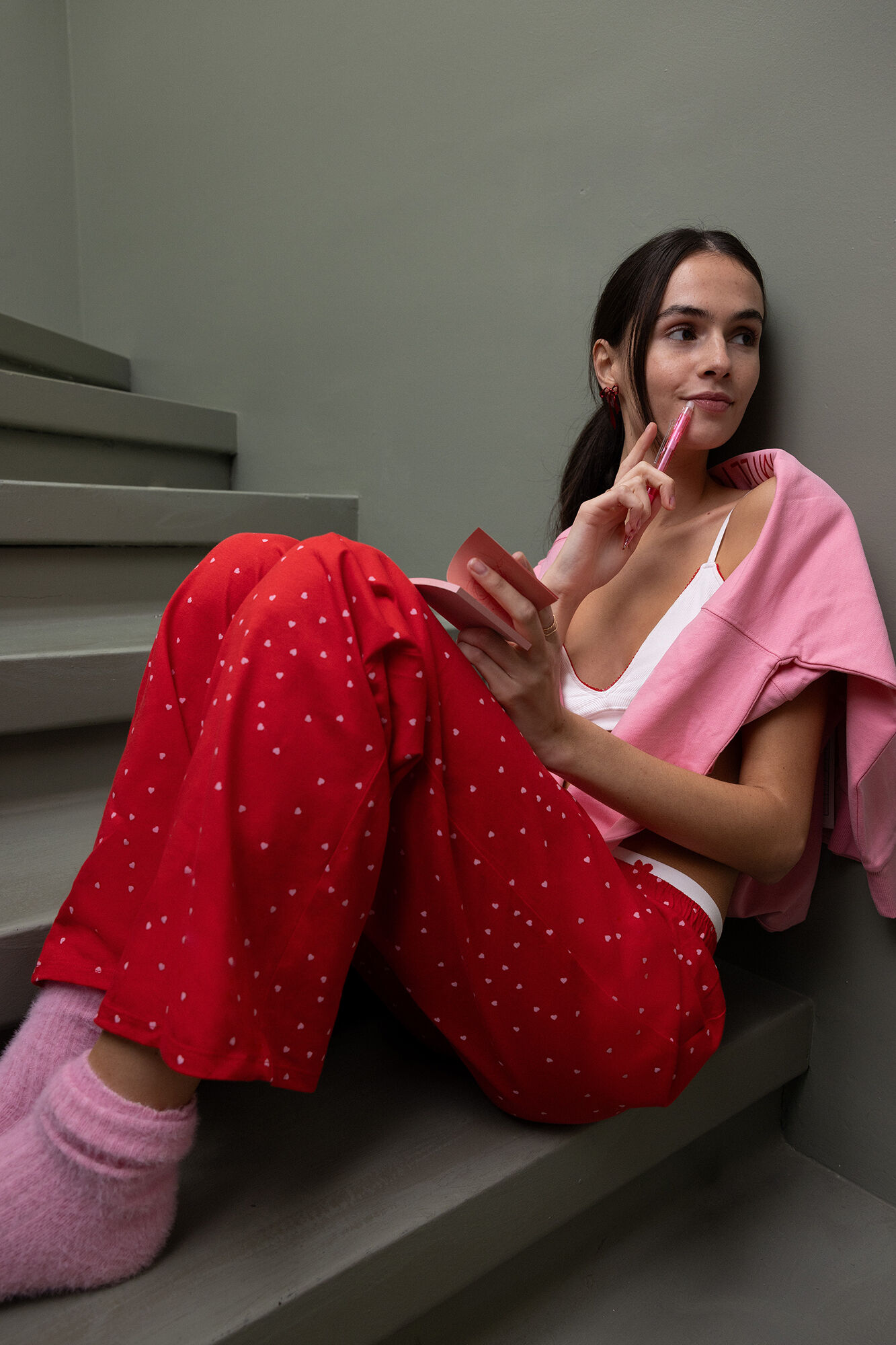 HI&BYE Bela 100% pamučna duga pidžama