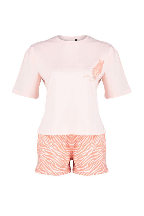 Trendyol Kurzer Pyjama-Set mit Animal-Print Rosa