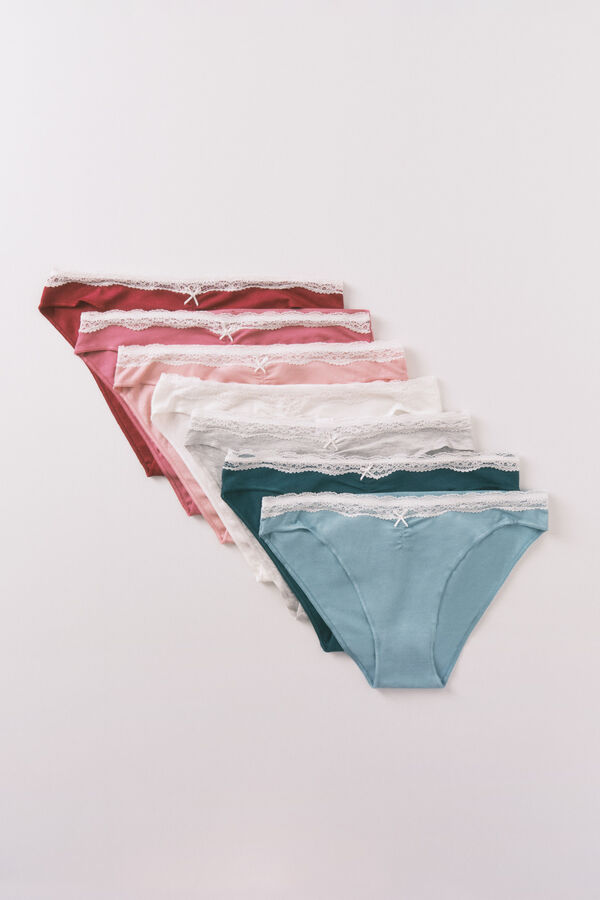 Women'secret Paket od 7 klasičnih pamučnih čipka gaće  Print