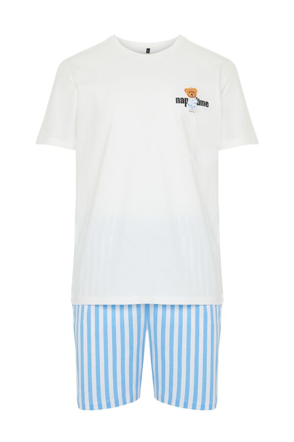 Trendyol Conjunto de pijama corto rayas marfil