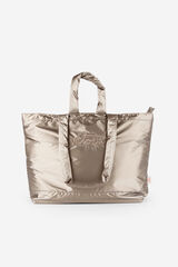 Victoria Sacola de compras em nylon acolchoado metálico amarelo