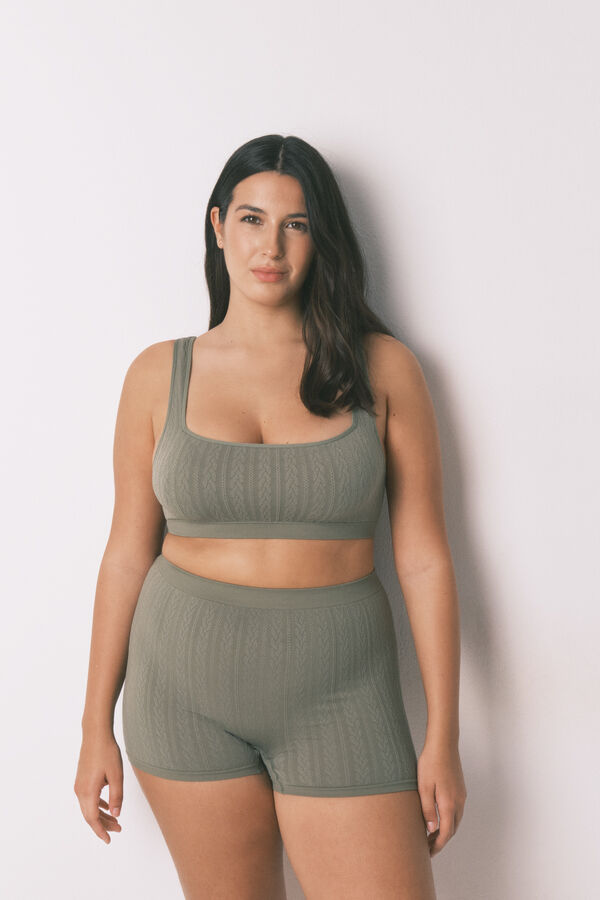 Women'secret Zeleni top grudnjak od trikoa bez &scaron;avova Kaki