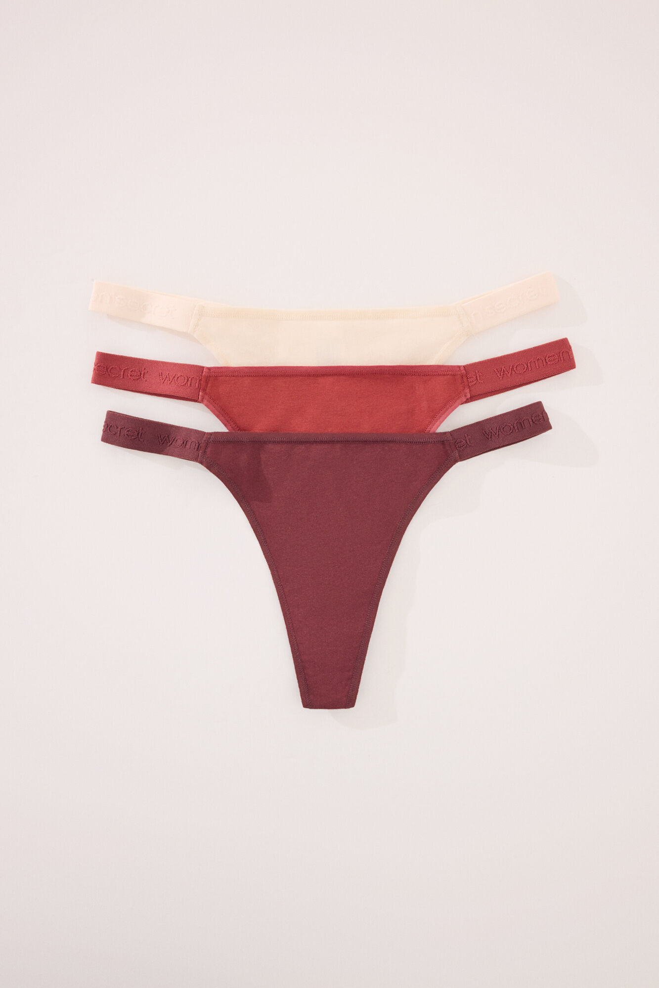 Women'secret Pakovanje od 3 bele pamučne tange sa print