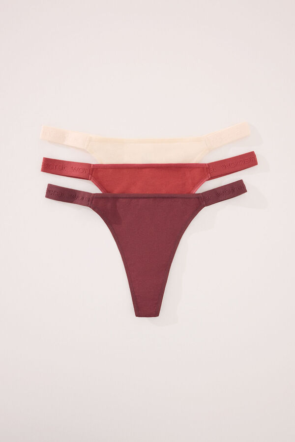 Women'secret Pakovanje od 3 bele pamučne tange sa print Print