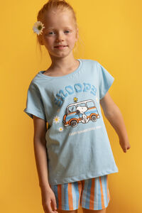 Admas Pijama curto Snoopy flores e riscas