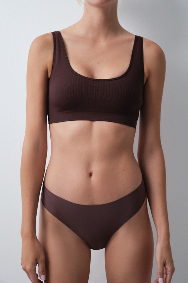 Women'secret Braga brasile&ntilde;a microfibra marr&oacute;n Braon