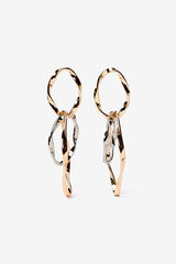 Vilanova Brinco Pendente Oval Irregular Bicolor estampado