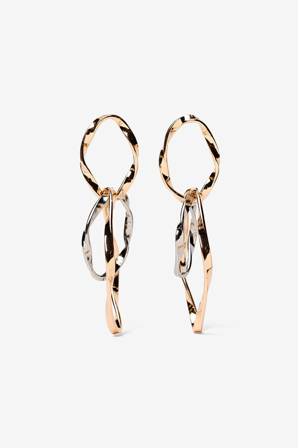 Vilanova Brinco Pendente Oval Irregular Bicolor estampado