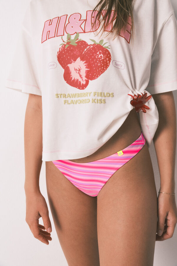 HI&BYE Roze donji deo bikinija sa prugama, brazilski kroj Roze
