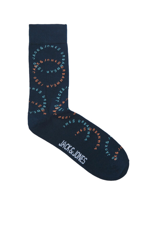 Jack & Jones Pack de 5 meias altas print logo preto