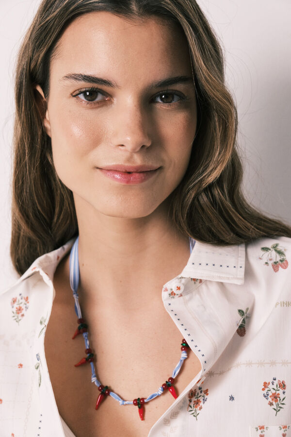 Women'secret Ogrlica od tkanine sa chili perlama Narandžasta