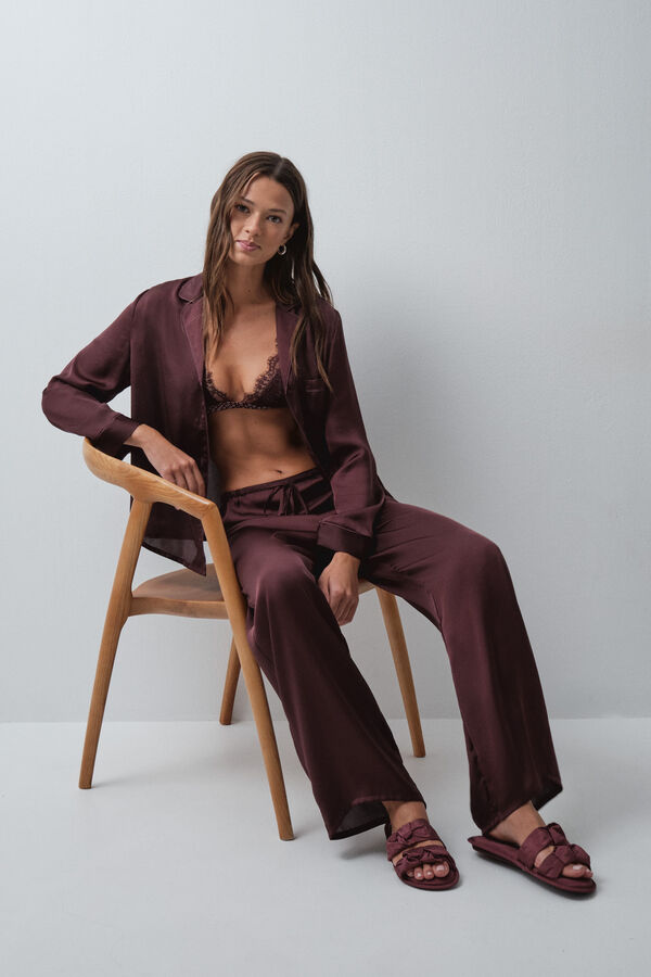 Women'secret Bordo satenska ko&scaron;ulja pidžama Bordo