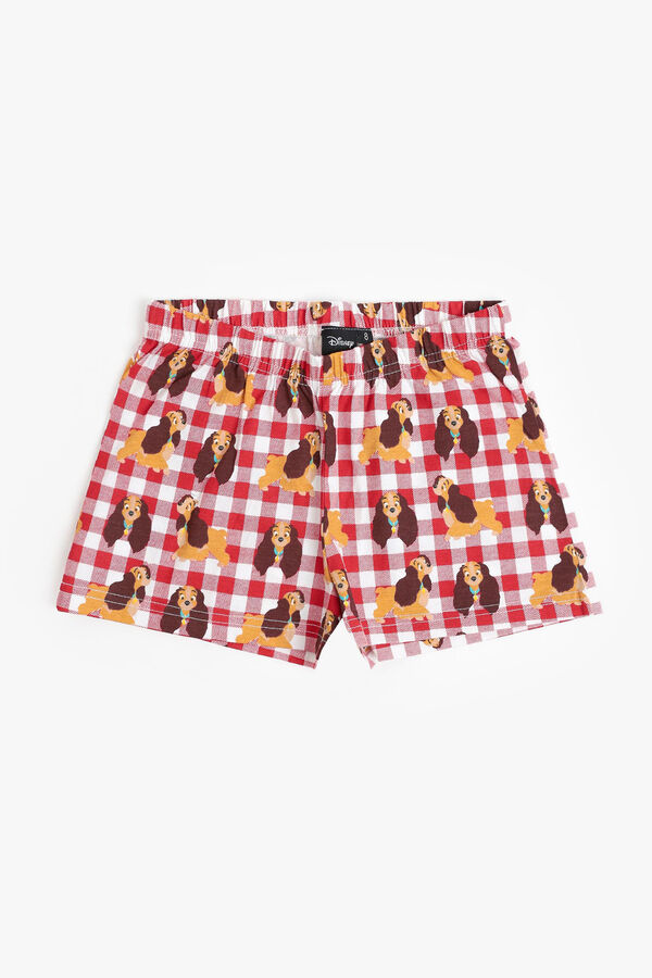 Admas Ladynd the tramp Disney short pajamas red