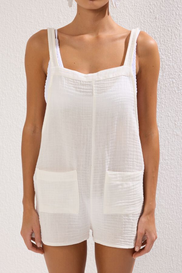 Trendyol Mono corto bolsillos textura blanco