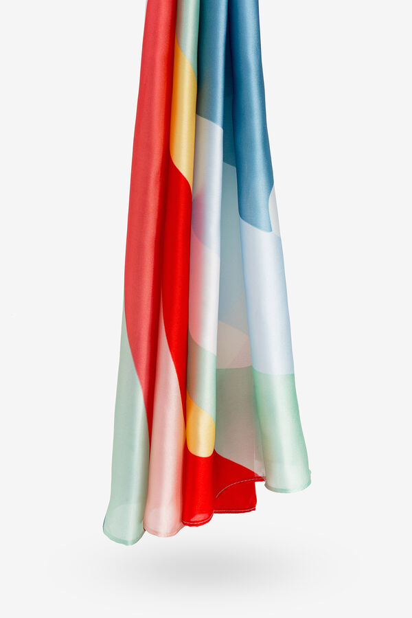 Vilanova Cachecol de cetim com estampa abstrata estampado