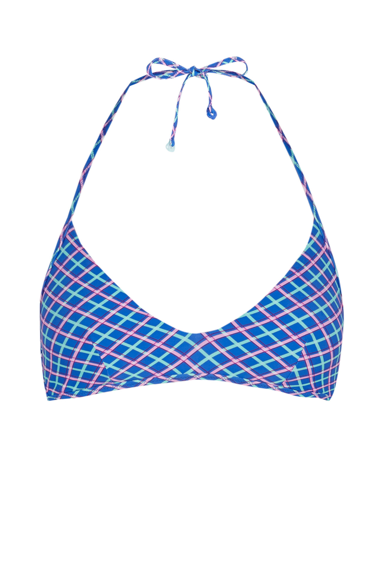 Women'secret Plavi trouglasti top bikinija sa kariranim printom