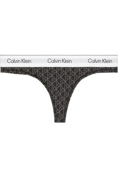 Calvin Klein Cueca tanga de algod&atilde;o com logo