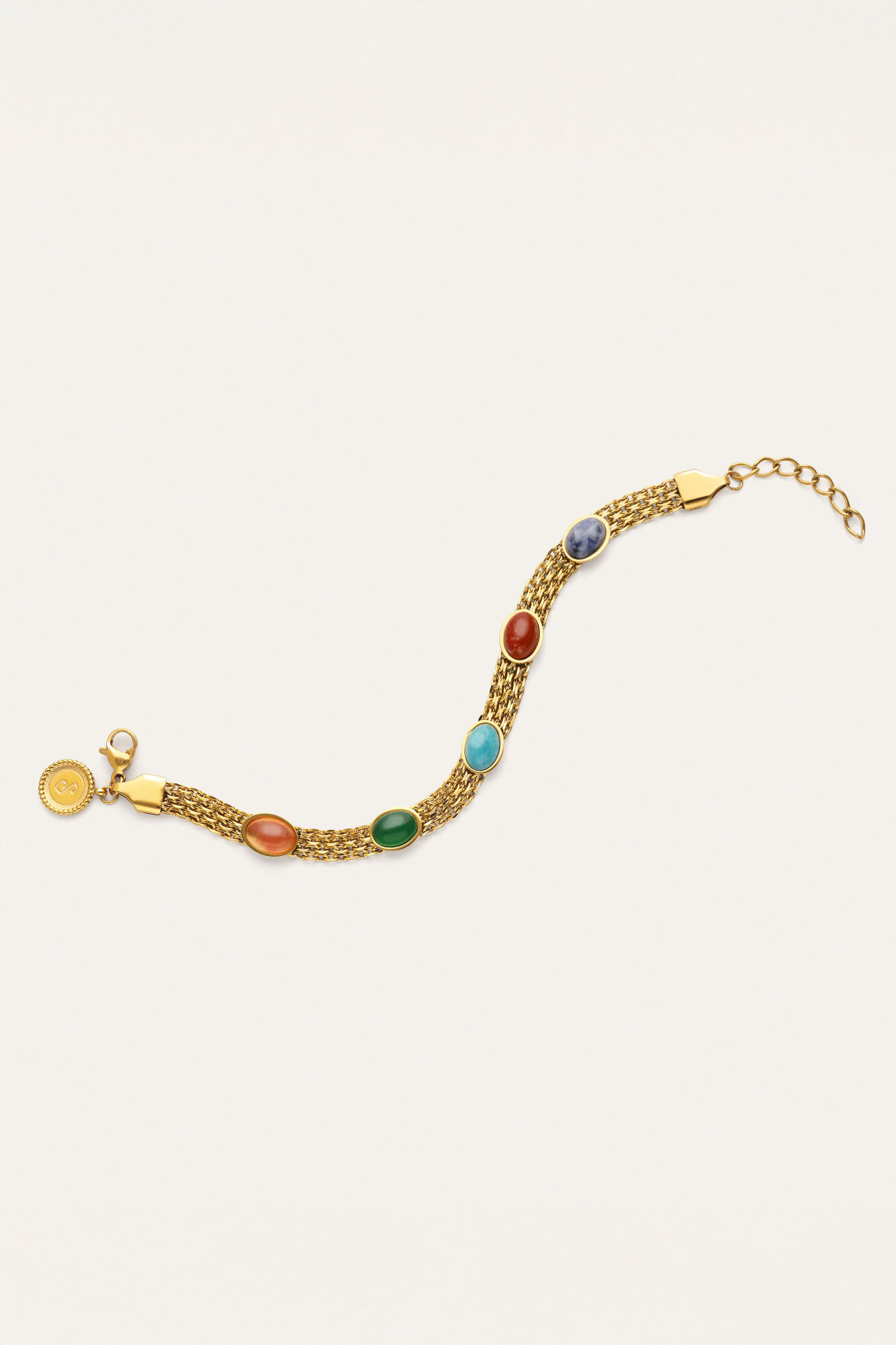 Singularu Pulsera Tape Stones Acero Ba&ntilde;o Oro