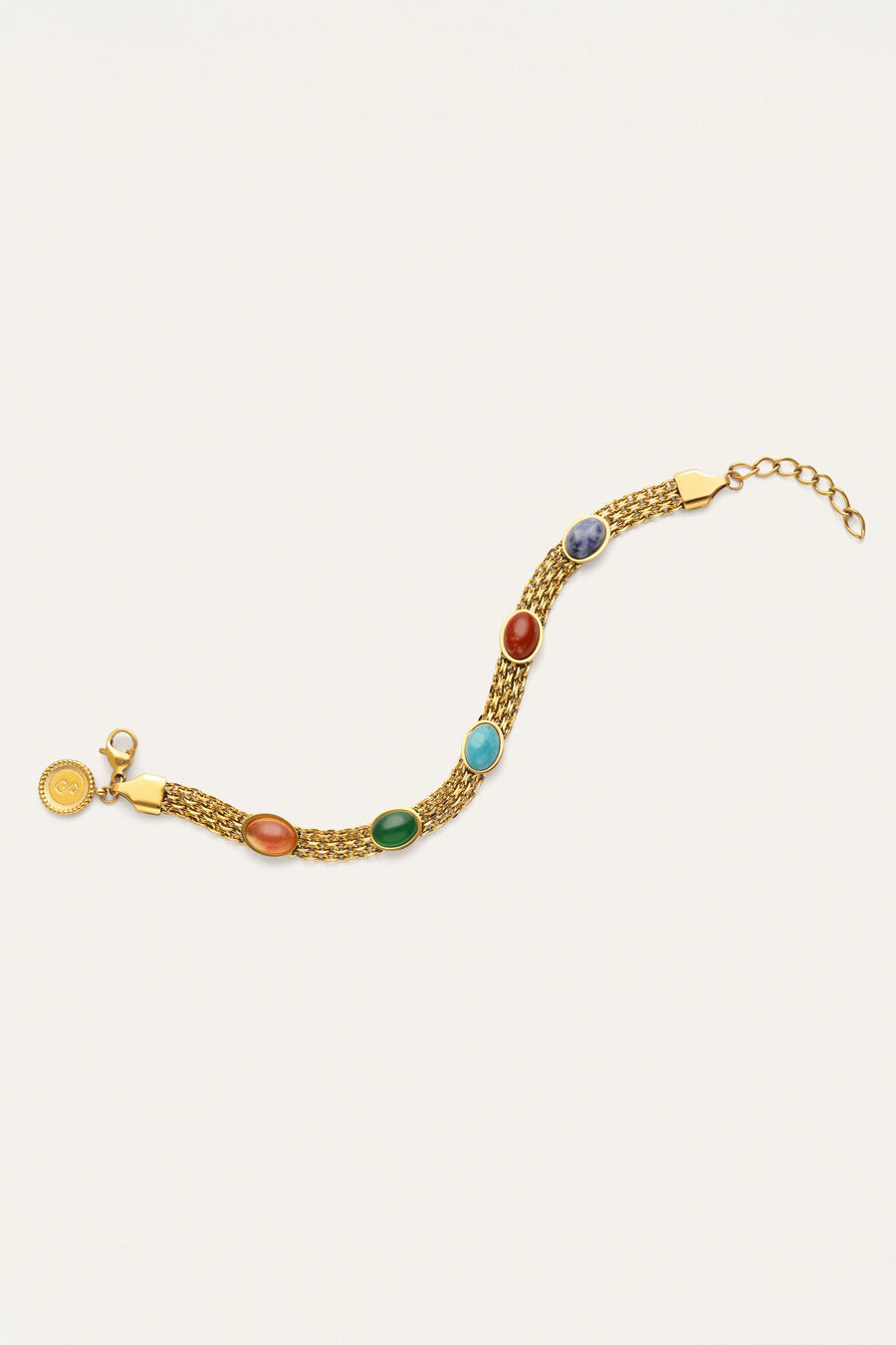 Pulsera Tape Stones Acero Baño Oro