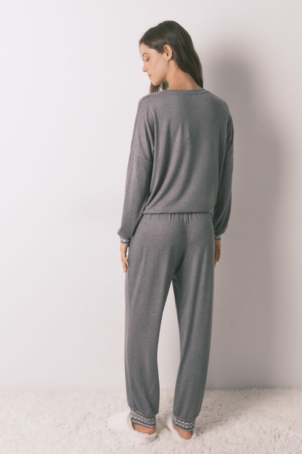 Women'secret Miki meka pleten duga pidžama Siva