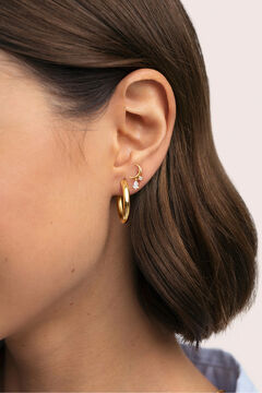 Singularu Pendiente Suelto Luna Spark Plata Ba&ntilde;o Oro