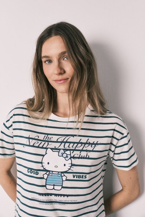 Women'secret Prugasta kratka pidžama Hello Kitty Print