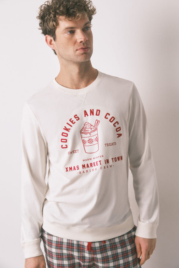 Women'secret Mu&scaron;ka pidžama: duks i karirane pantalone Bež