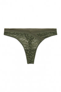 Women'secret Kaki čipkaste tanga gaćice sa V-izrezom u struku