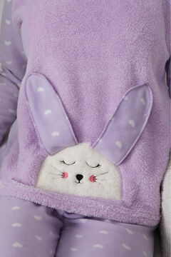 Trendyol Conjunto de pijama de polar com cora&ccedil;&otilde;es na cor lil&aacute;s 