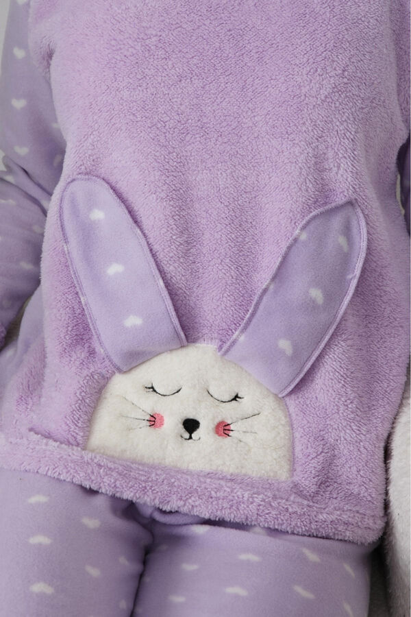 Trendyol Conjunto pijama polar conejo y corazones lila&nbsp;&nbsp; morado/lila