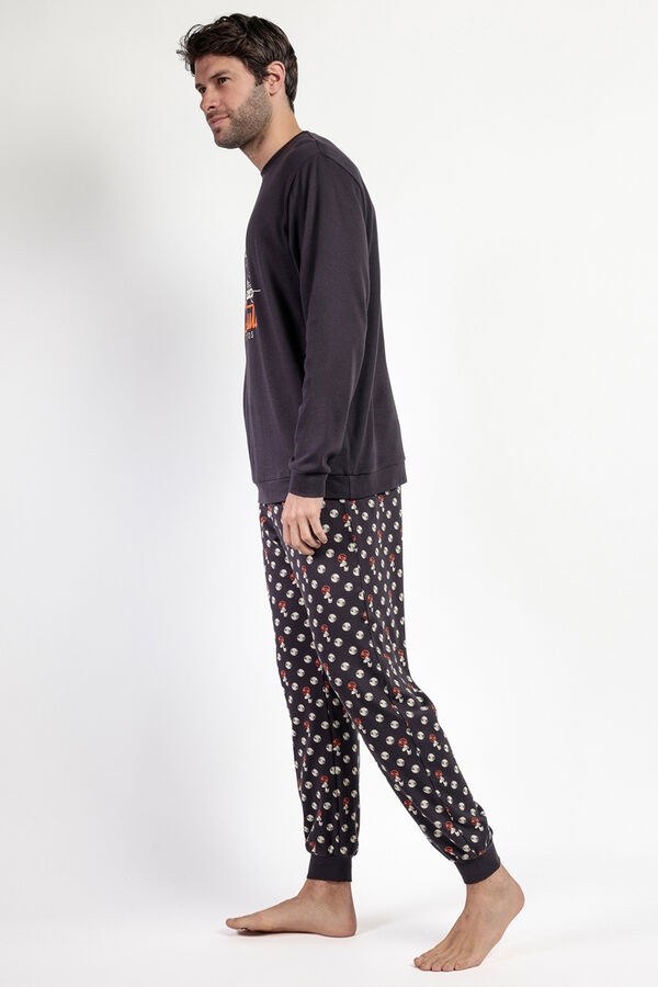 Admas Men's long Snoopy print pyjamas Siva