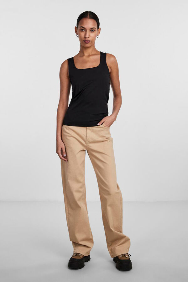 Pieces Camiseta b&aacute;sica escote reversible negro