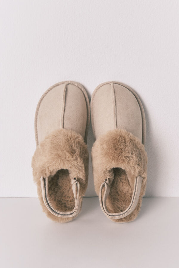 Women'secret Sobne papuče od  krzna kamel boje Bež