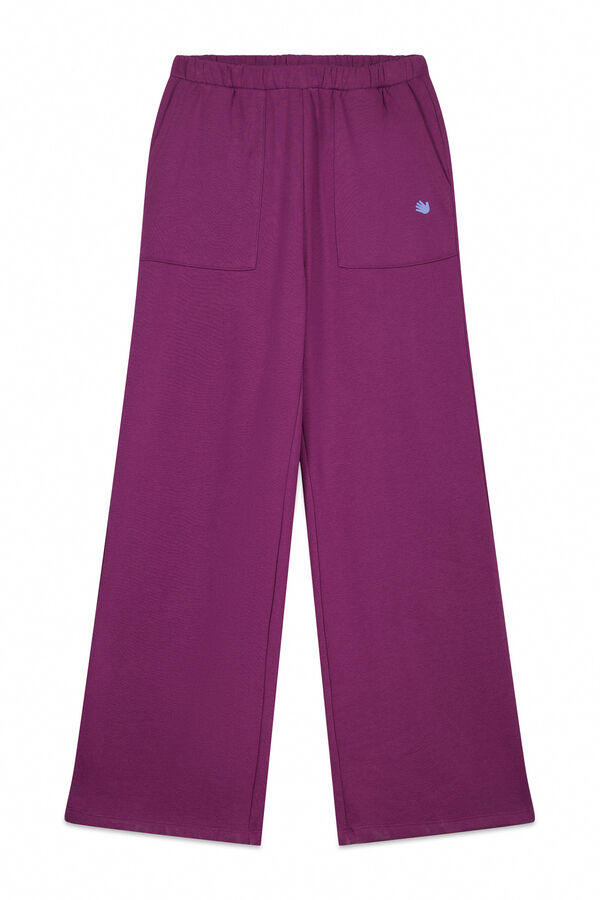 HI&BYE Cal&ccedil;a flare de algod&atilde;o plush na cor vinho vermelho
