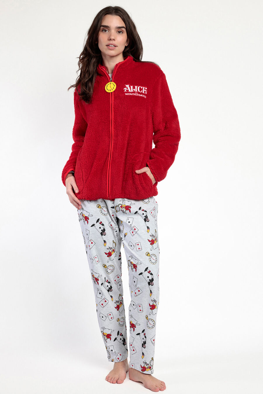 Bata corta borrego Alicia Wonderland para mujer