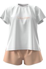 Calvin Klein Conjunto pijama corto liso logo coral