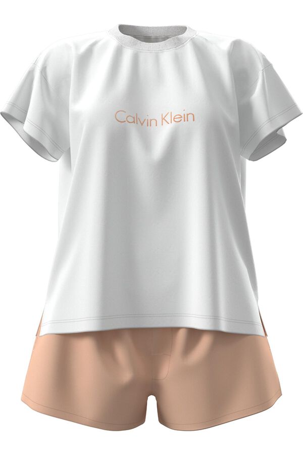 Calvin Klein Conjunto pijama corto liso logo coral