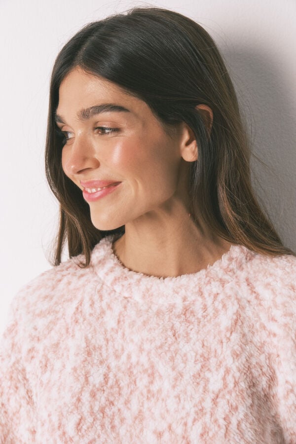 Women'secret Long pyjamas faux shearling pink Roze