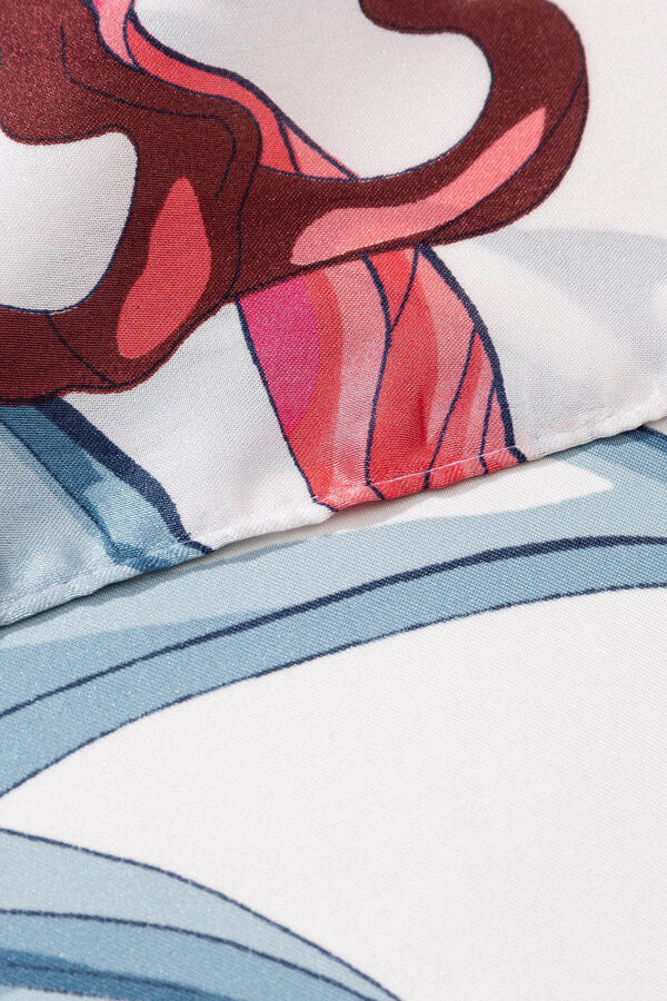 Vilanova Len&ccedil;o acetinado estampado azul