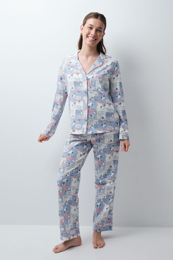 Women'secret Duga pidžama ko&scaron;ulja Snoopy strip Plava