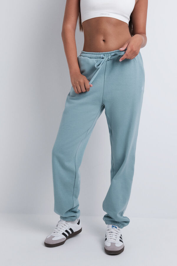 HI&BYE Zelene pamučne pli&scaron;ane jogger pantalone Zelena