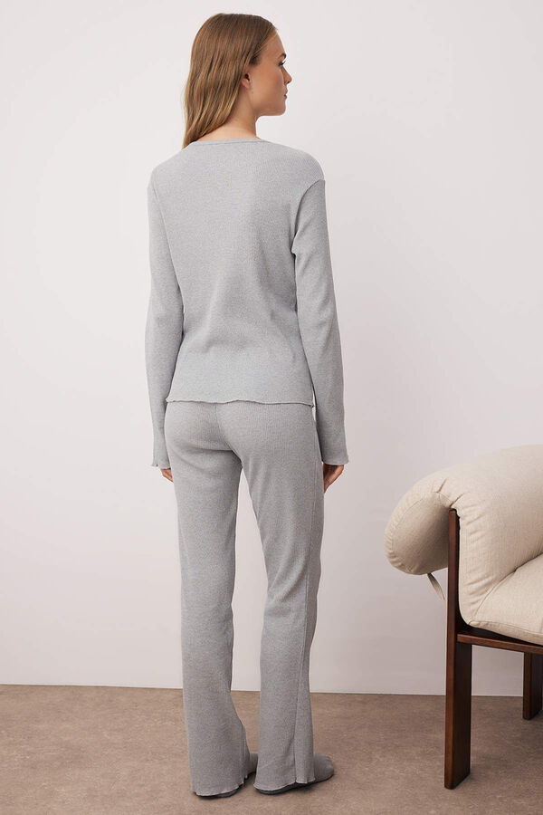 Trendyol Conjunto pijama jaspeado tapeta gris gris