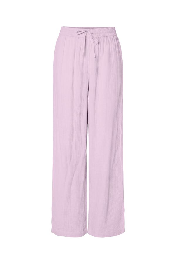 Pieces Pantalones anchos c&oacute;modos algod&oacute;n morado/lila