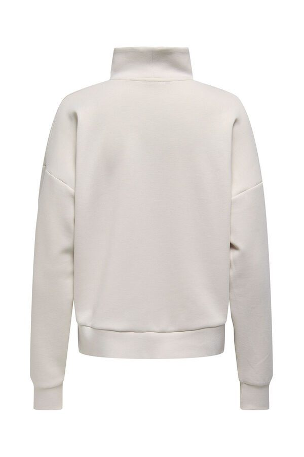 Only Play Sweatshirt com z&iacute;per e gola alta cinzento