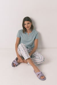 Women'secret Duge pantalone sa šargarepom, borduri od 100% pamuka