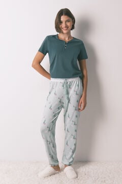 Women'secret Pantal&oacute;n largo punto ante estampado navide&ntilde;o