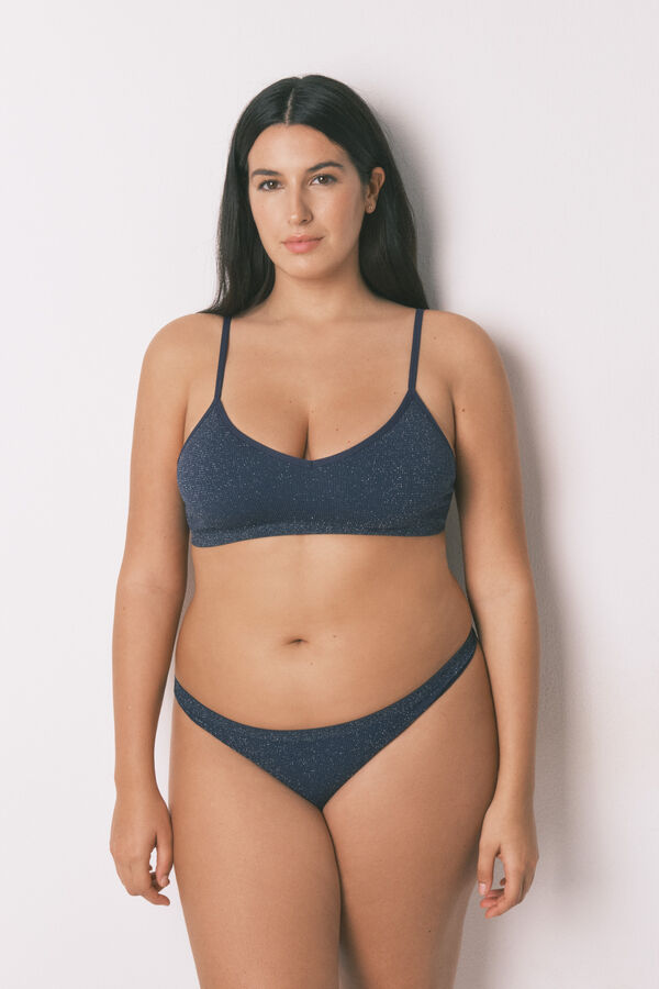 Women'secret Plavi lureks bešavni rebrasti top Plava