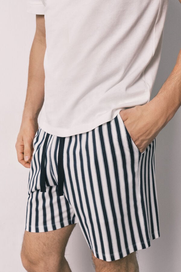 Women'secret Mu&scaron;ka 100% pamučna prugasta kratka pidžama Bež