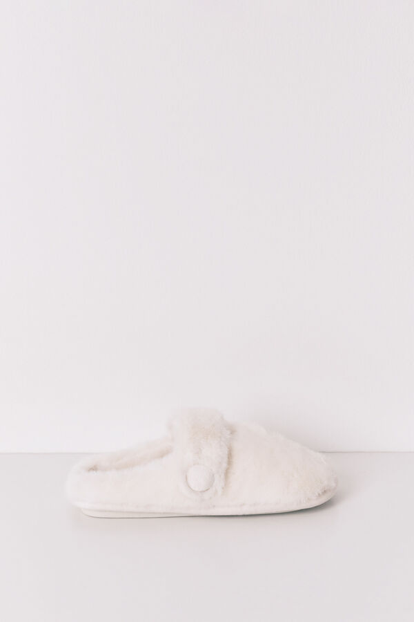 Women'secret Bele krznene mercedita sobne papuče Bež
