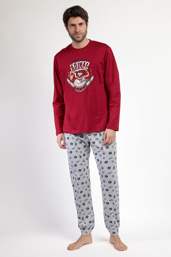 Admas Men's long pyjamas with Muppets print Bordo